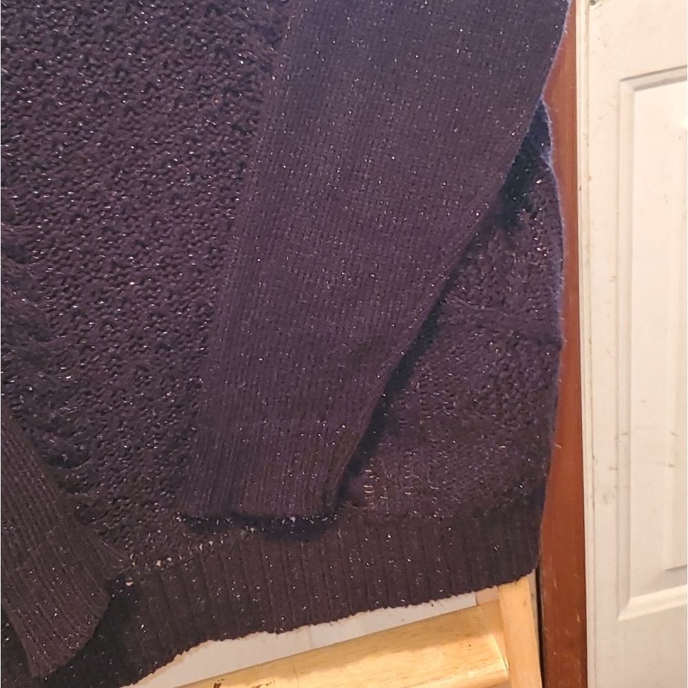 New York and Company Sweater Women’s Large Black Shimmery Cable Knit Cowl Neck - Picture 5 of 6